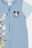 Mickey Mouse The Short Sleeve Zip Romper, LCN DIS DUSTY BLUE/MICKEY AND FRIENDS STACK - alternate image 2