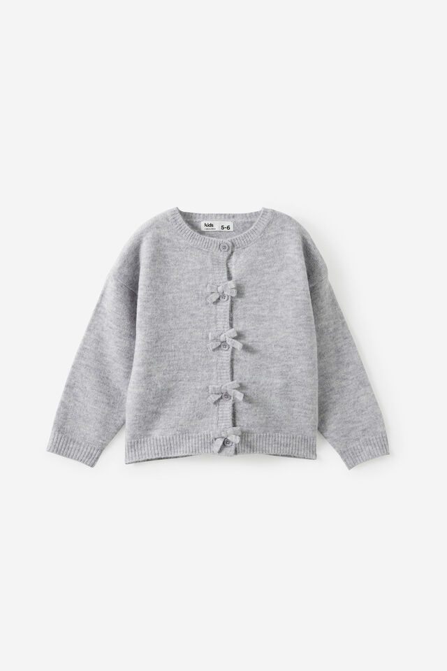 Cosi Knit Cardigan, GREY MARLE/BOW BUTTONS