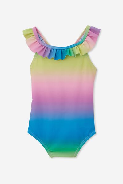 Lexie Frill Swimsuit, NEON RAINBOW OMBRE