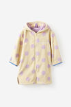 Kids Zip Thru Hooded Towel - Personalised, BUTTER YELLOW/VINTAGE LILAC SPOT - example image 2