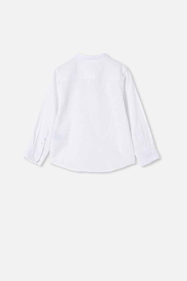 Grandpa Collar Prep Shirt, WHITE TEXTURED STRIPE