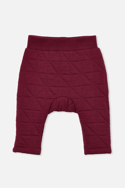 Emerson Quilted Trackpant, FADED BURGUNDY