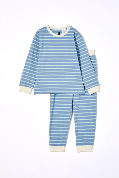 Ace Long Sleeve Pyjama Set, MARIAN STRIPE DUSTY BLUE/BARBER BLUE