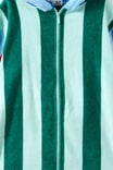 Kids Zip Thru Hooded Towel, SEAGLASS/CONTRAST STRIPES - example image 3