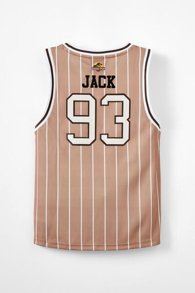 License Basketball Tank - Personalised, LCN UNI TAUPY BROWN & WHITE STRIPE/JURASSIC P