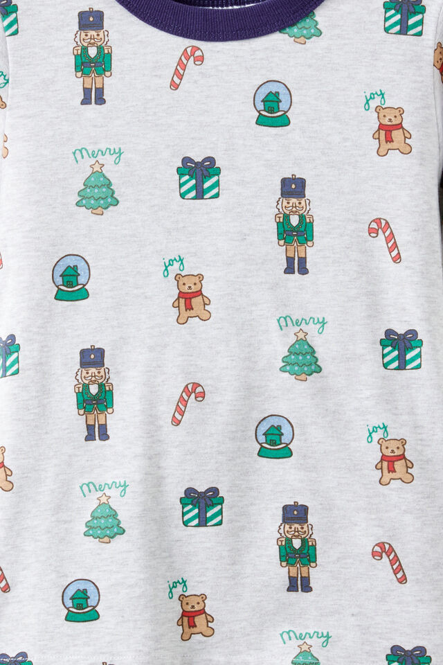 Dreamdrift Short Sleeve Pj Set, GREY MARLE/MERRY GLOW