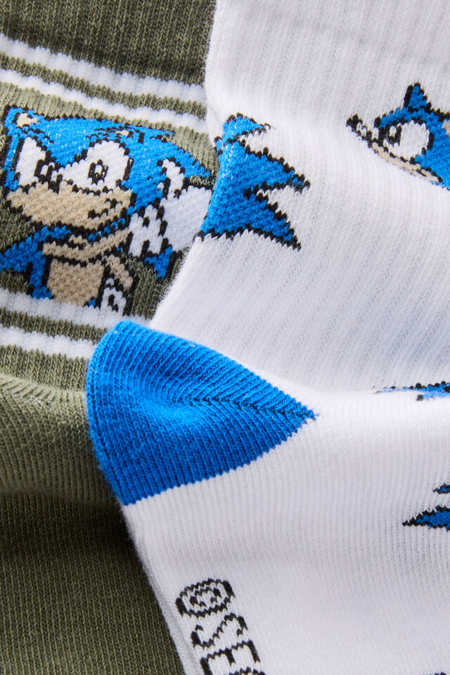 Kids 3Pk Crew Socks, KHAKI GREEN/RABBIT GREY/CHECKER