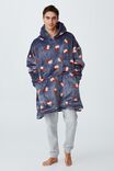 Snugget Adults Oversized Hoodie, DINO PARTY/STEEL