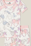 Harlow Super Soft Short Sleeve Pyjama Set, VANILLA/BREEZY UNICORN - alternate image 2