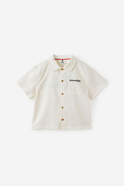 Jasper Boxy Skate Shirt, VANILLA OXFORD EMB