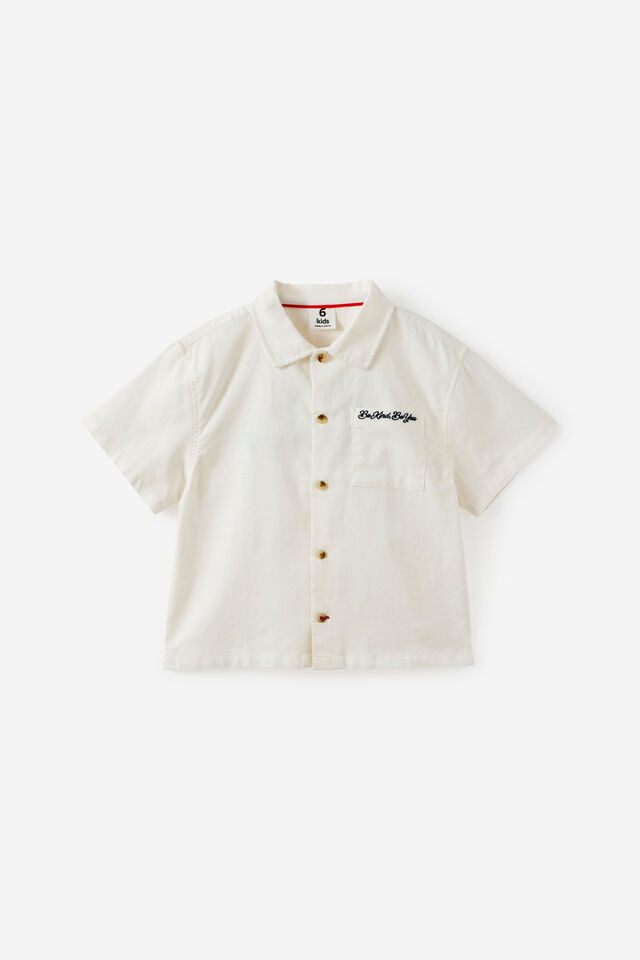 Jasper Boxy Skate Shirt, VANILLA OXFORD EMB