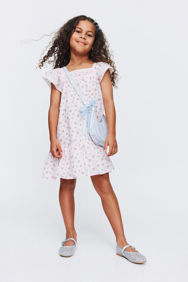 Billie Flutter Sleeve Dress, TEA PARTY PINK/FLORAL