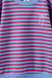 Sammy Oversized Crew, BLUE BONNET/BERRY JAM STRIPE/BOW - example image 2