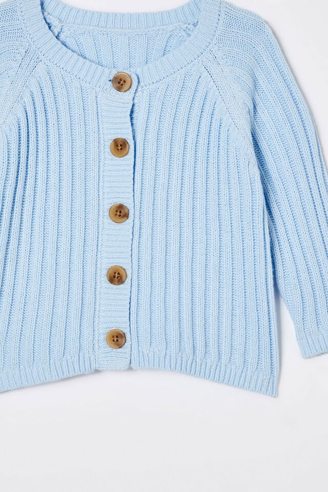 Organic Knit Cardigan, WHITE WATER BLUE