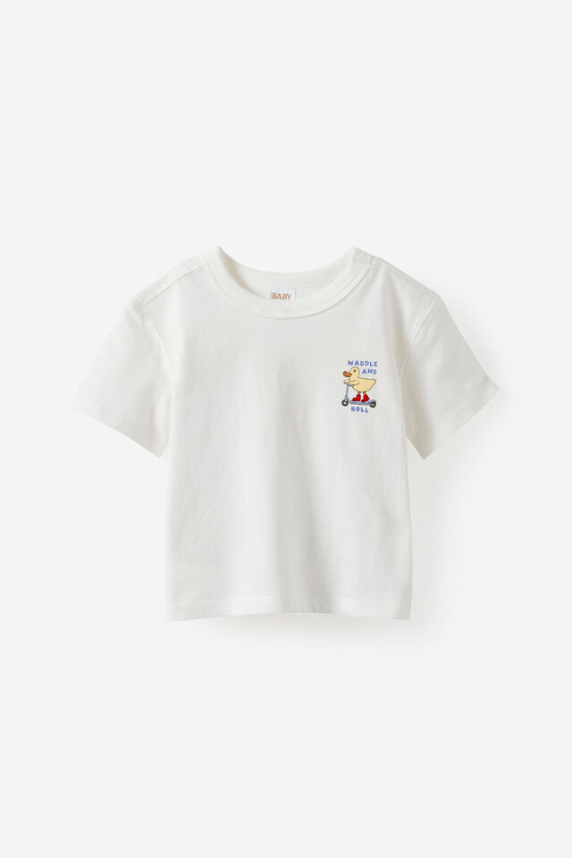 Baby Essential Short Sleeve Graphic Tee, VANILLA/WADDLE AND ROLL