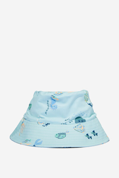 Baby Swim Bucket Hat, FROSTY BLUE/SEA CREATURES