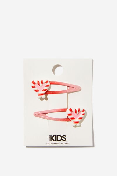 Acessório de cabelo - Sadie Snap Clips, VARSITY RED OMBRE/CANDY CANE HEARTS