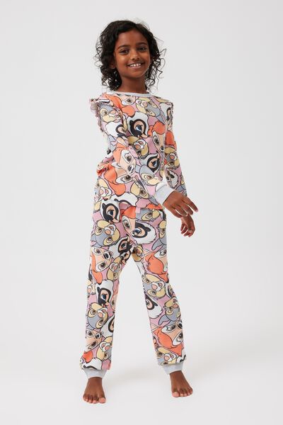 Fiona Long Sleeve Flutter Pyjama Set Licensed Drw, LCN DIS MARSHMALLOW PINK/THUMPER & FRIENDS