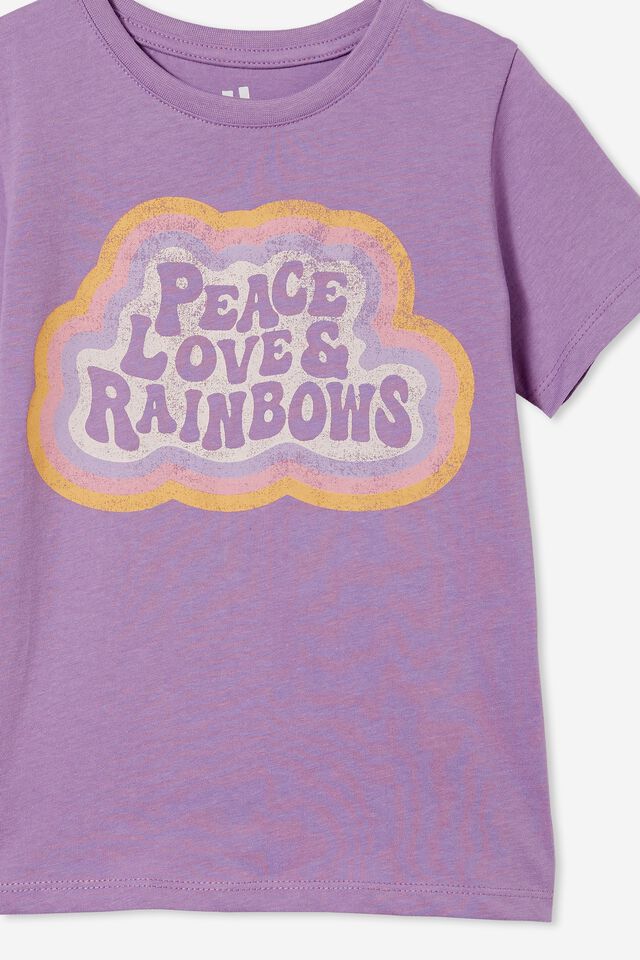 Penelope Short Sleeve Tee, GRAPE SODA/PEACE LOVE AND RAINBOWS