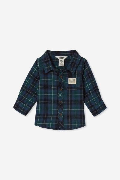 Baby Rugged Shirt, TRUE NAVY/PINE TREE GREEN PLAID