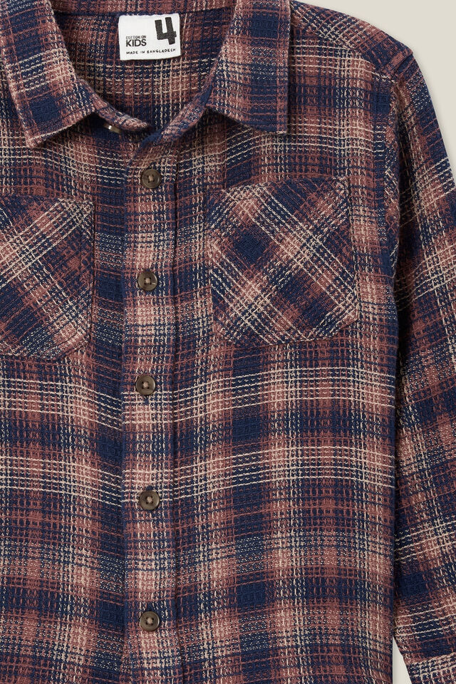 Rugged Long Sleeve Shirt, CRUSHED BERRY/TAUPY BROWN WAFFLE PLAID