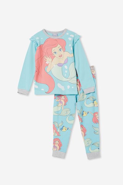 Florence Long Sleeve Flutter Pyjama Set Licensed, LCN DIS HEAVEN BLUE/ARIEL BUBBLES