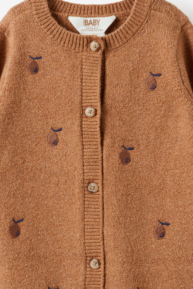 Baby Organic Knit Blend Long Sleeve All In One, FUDGE MARLE/LEMONS