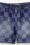 Koby Pull On Short, PORTSEA DARK BLUE/CHECKERBOARD - example image 3