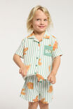 Riley Short Sleeve Pyjama Set Personalised, MALACHITE/GINGERBREAD STRIPE - alternate image 1