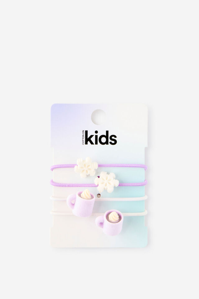 Kids Multi Pack Hair Ties, SNOWFLAKES/HOT CHOCOLATES