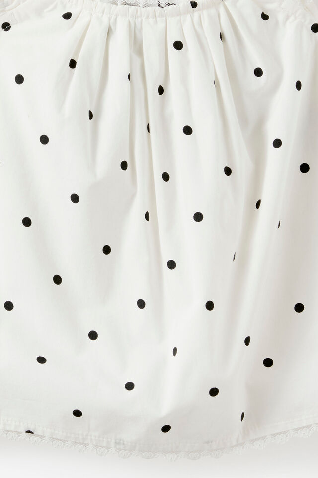 Gigi Babydoll Top, VANILLA/PHANTOM SPOT