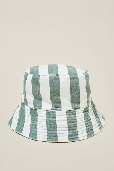 Kids Reversible Bucket Hat, SWAG GREEN/BLOCK STRIPE