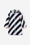 Kids Zip Thru Hooded Towel - Personalised, SQUID INK/WHITE DIAGONAL STRIPE - example image 2