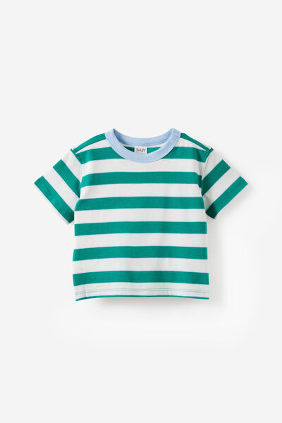 Baby Essential Short Sleeve Graphic Tee, VANILLA/ENGLISH IVY STRIPE