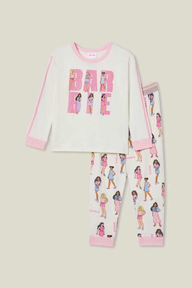Ava Long Sleeve Pyjama Set Licensed, LCN MAT VANILLA/BARBIE PARTY