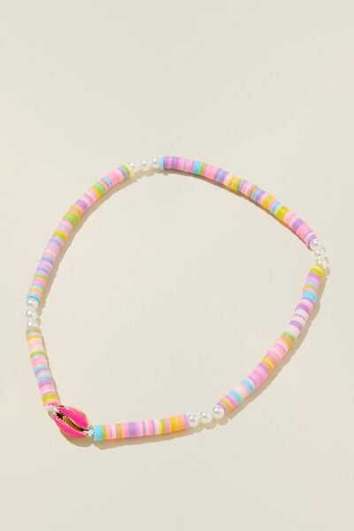 Kids Beaded Necklace, MULTI PINK SHELL