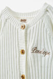 Organic Knit Long Sleeve Romper - Personalised, MILK - alternate image 2