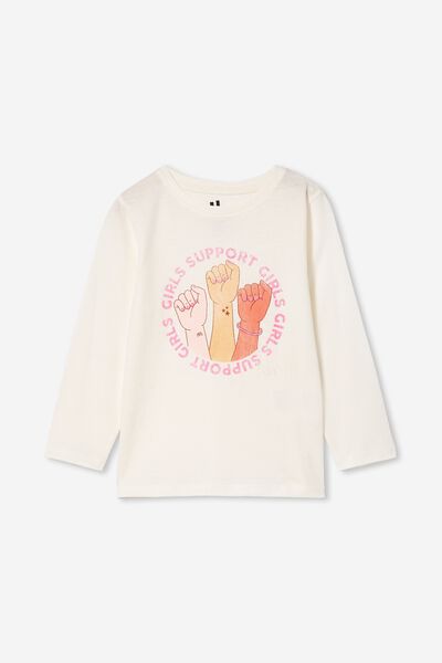 Camiseta - Penelope Long Sleeve Tee, VANILLA/GIRLS SUPPORT GIRLS