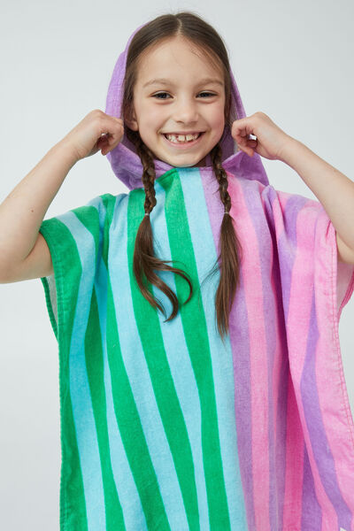 Kids Hooded Towel, COLOUR BLOCK STRIPE/UNICORN DREAMS