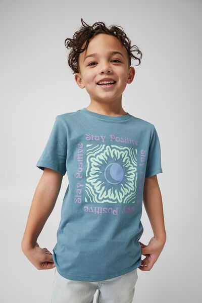 Max Skater Short Sleeve Tee, TEAL STORM/STAY POSITIVE