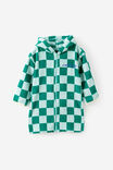 Kids Zip Thru Hooded Towel - Personalised, ENGLISH IVY/SEAGLASS CHECKERBOARD - example image 2
