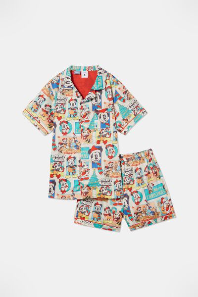 Carter Unisex Short Sleeve Pyjama Set Licensed, LCN DIS DARK VANILLA/MICKEY & FRIENDS XMAS