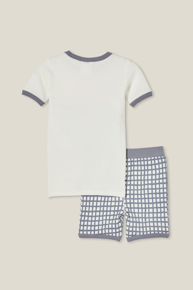 Tyler Short Sleeve Pyjama Set, VANILLA/DINO SKATE