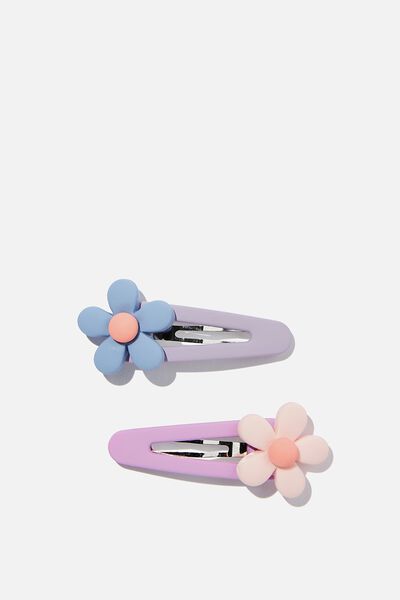 90S Snap Clips, PINK/PURPLE FLOWERS