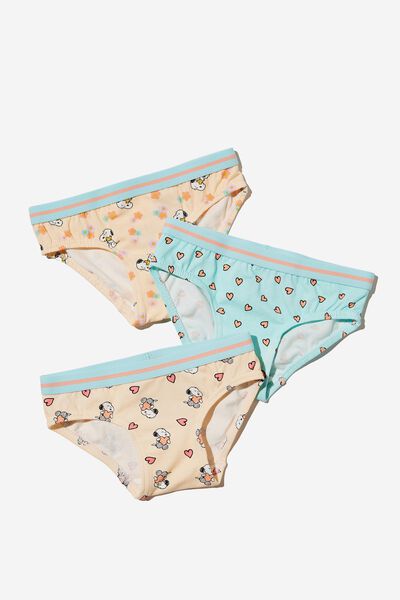 Girls 3 Pack Underwear Licensed, LCN PEA SNOOPY/PEACH TANG