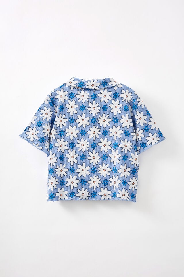 Amelie Short Sleeve Shirt, DUSK BLUE/SANDY FLORAL