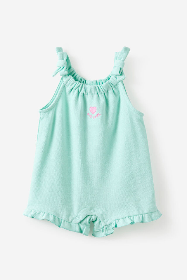 Baby Textured Ruffle Playsuit, SEAGLASS