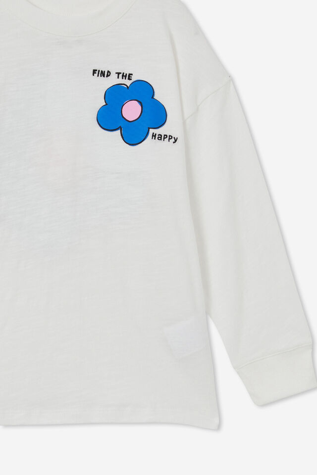 Camiseta - Scout Long Sleeve Tee, VANILLA/FIND THE HAPPY