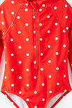 Long Sleeve One Piece Swimsuit, POP RED/BALLET PINK POLKADOT - example image 2