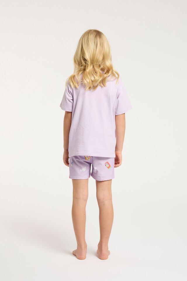 Jordie Organic Short Sleeve Pyjama Set, LCN BLU VINTAGE LILAC/BLUEY GRANNIES